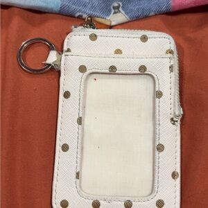 Source Unknown White and Gold Polka Dot Key & Card Holder